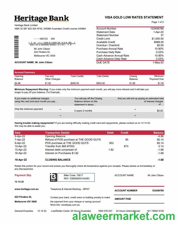 Australia Heritage bank st 2 pages